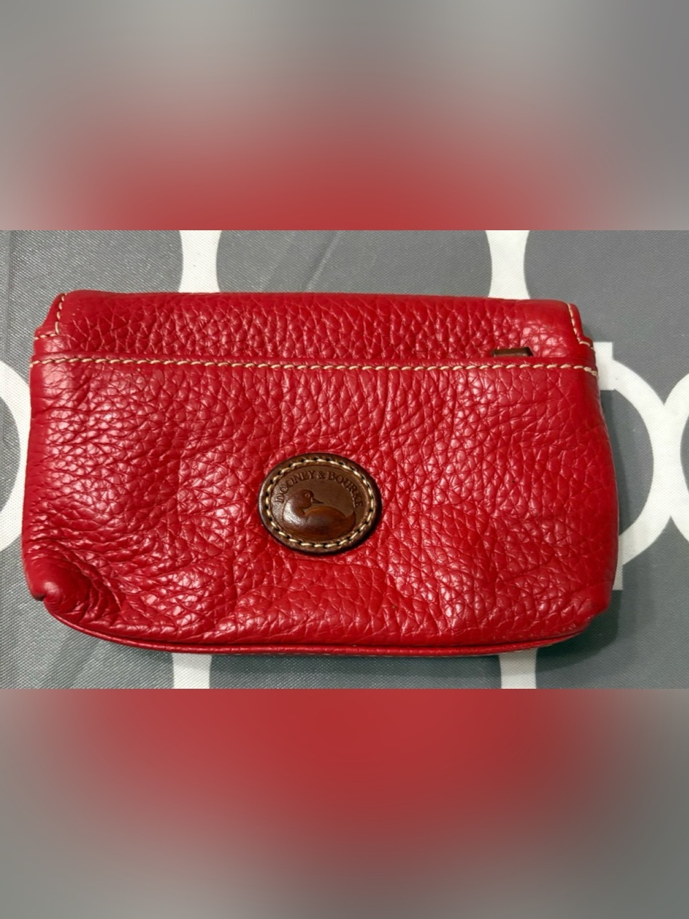 Dooney & Bourke Red Pebbled Leather Signature Medallion Pouch